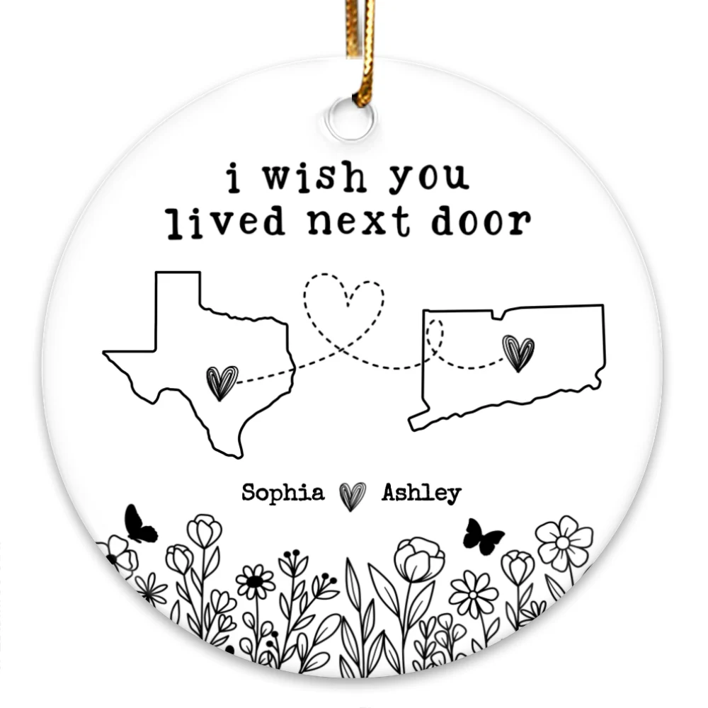 Besties Sisters Long Distance Wildflowers Personalized Circle Ornament, Togetherness Gift - Image 9