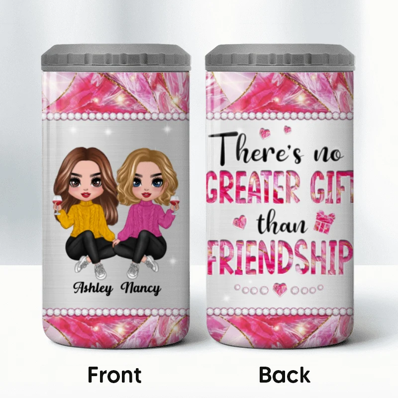 Besties Sisters Metal Pattern Personalized 4 In 1 Can Cooler - Image 10