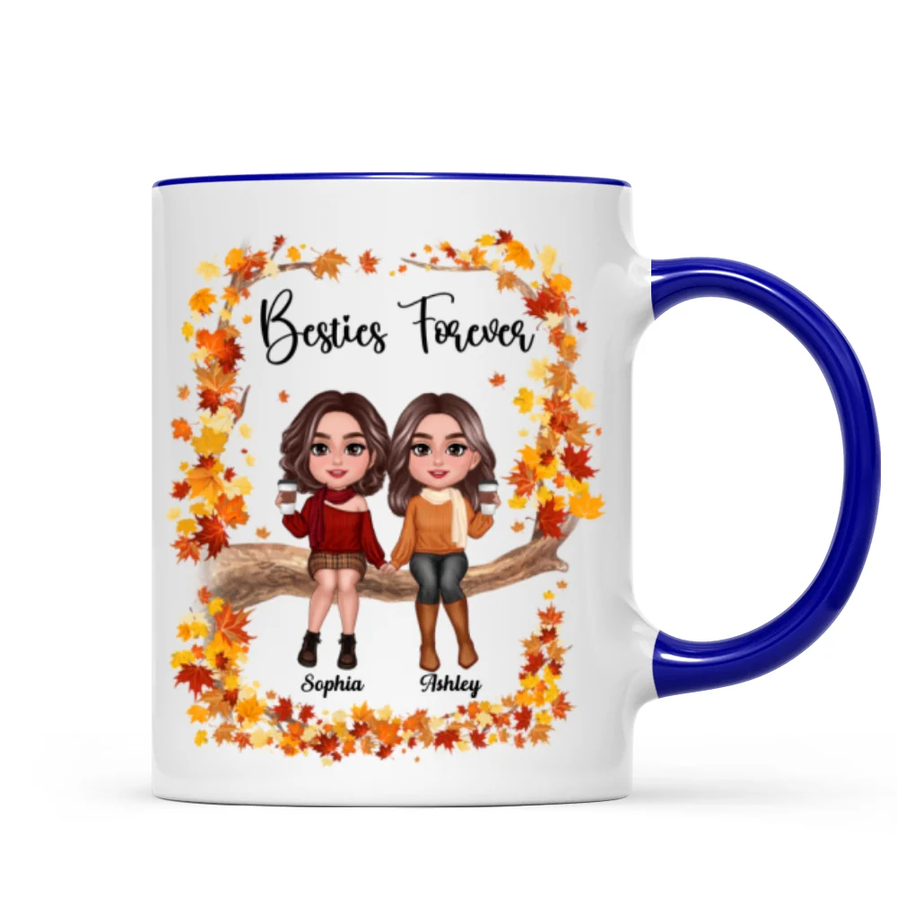 Besties Sisters Sitting On Fall Season Branch Personalized Mug - Image 6