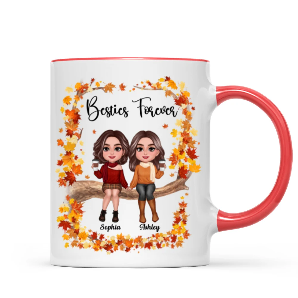 Besties Sisters Sitting On Fall Season Branch Personalized Mug - Image 7