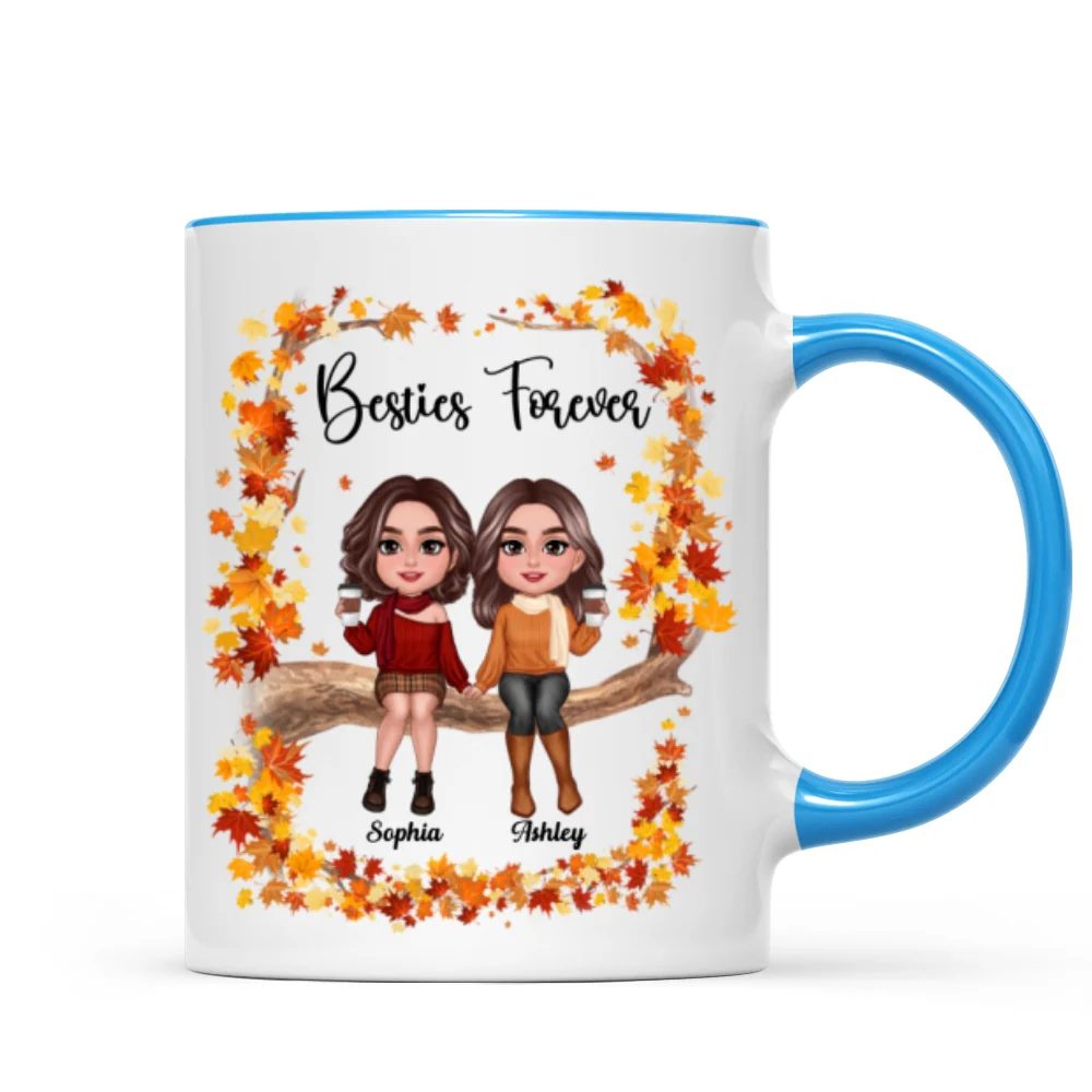 Besties Sisters Sitting On Fall Season Branch Personalized Mug - Image 8