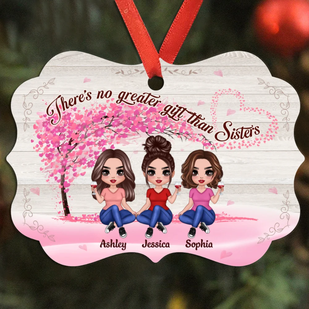 Besties Sisters Under Flying Heart Tree Personalized Christmas Ornament - Image 5