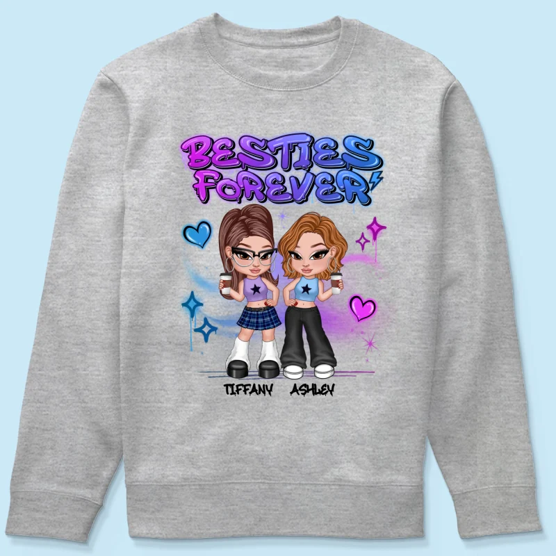 Besties Sisters Y2K Airbrushed Personalized Shirt - Image 20