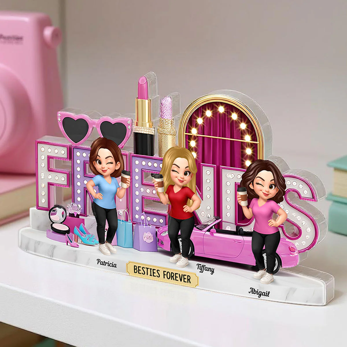 Besties Slaying Life Together 3D Effect Personalized Acrylic Block - Image 6