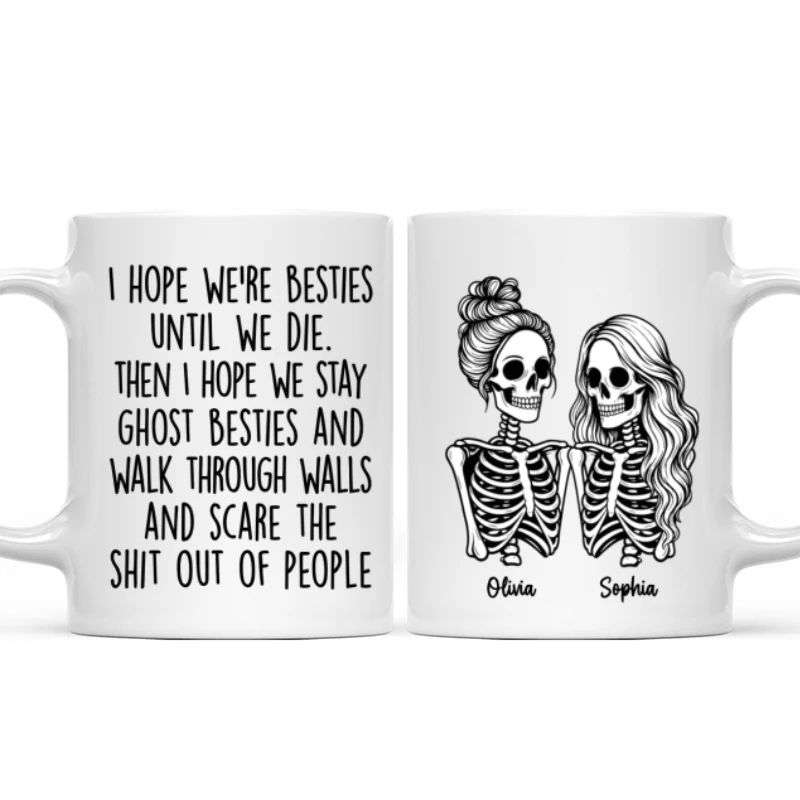Besties Until We Die Skeleton Besties - Personalized Mug - Funny Work Bestie Gift, Halloween Keepsake For Best Friends - Image 10