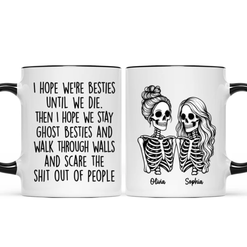 Besties Until We Die Skeleton Besties - Personalized Mug - Funny Work Bestie Gift, Halloween Keepsake For Best Friends - Image 11