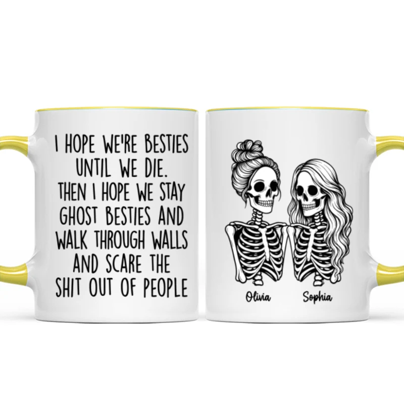 Besties Until We Die Skeleton Besties - Personalized Mug - Funny Work Bestie Gift, Halloween Keepsake For Best Friends - Image 17