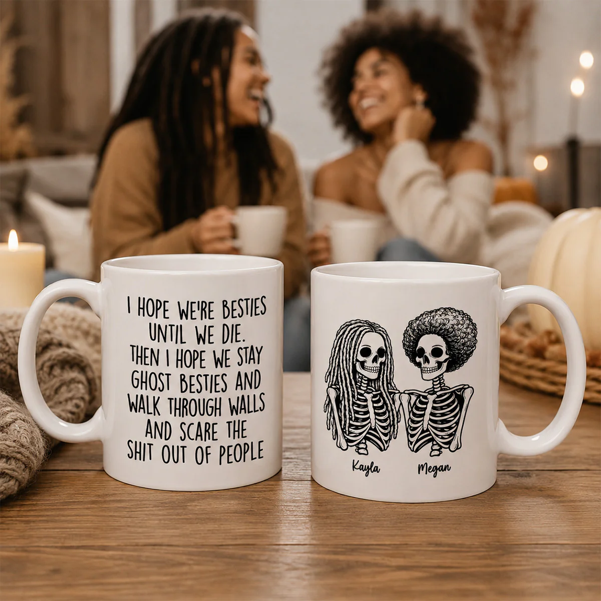 Besties Until We Die Skeleton Besties - Personalized Mug - Funny Work Bestie Gift, Halloween Keepsake For Best Friends - Image 6