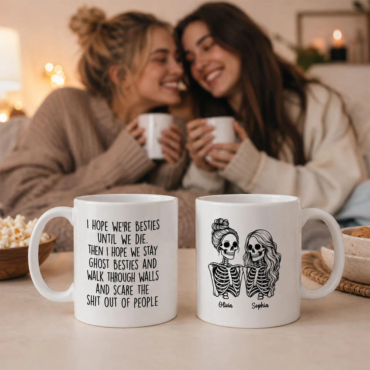 Besties Until We Die Skeleton Besties - Personalized Mug - Funny Work Bestie Gift, Halloween Keepsake For Best Friends - Image 7