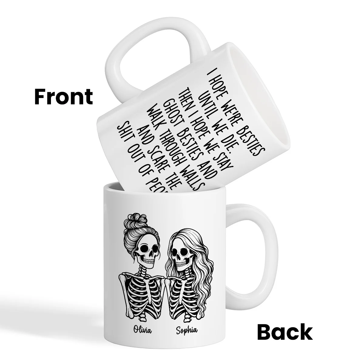 Besties Until We Die Skeleton Besties - Personalized Mug - Funny Work Bestie Gift, Halloween Keepsake For Best Friends - Image 9