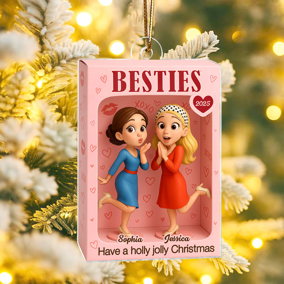 Besties XOXO Pretty Girls Toy Box Style - Personalized Acrylic Ornament - Christmas Gift For Best Friends - Image 7