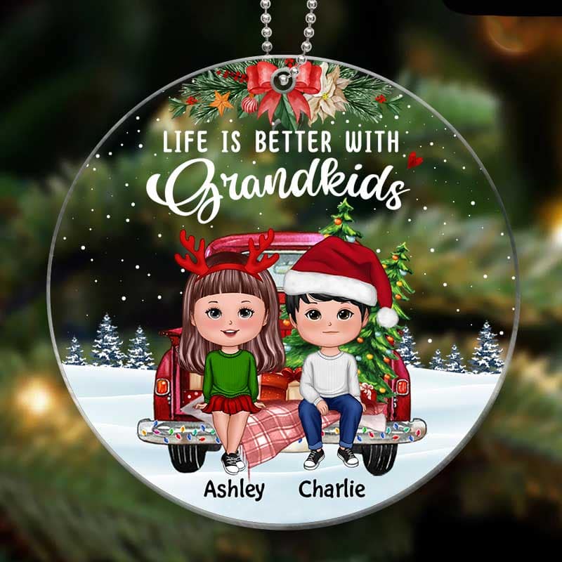 Better With Grandkids On Truck Personalized Acrylic Ornament