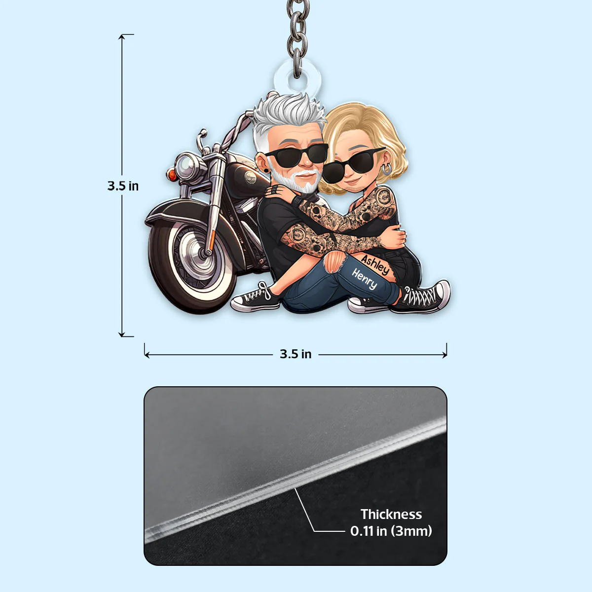 Biker 3D Cartoon Effect Couple Personalized Acrylic Keychain, Gift for her, Gift for him, Motorcycle Lovers - Image 10