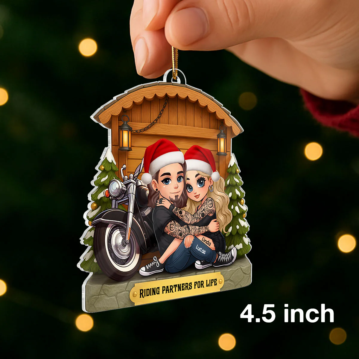 Biker Couple - Personalized Acrylic Ornament - Gift for Biker Couple - Image 2