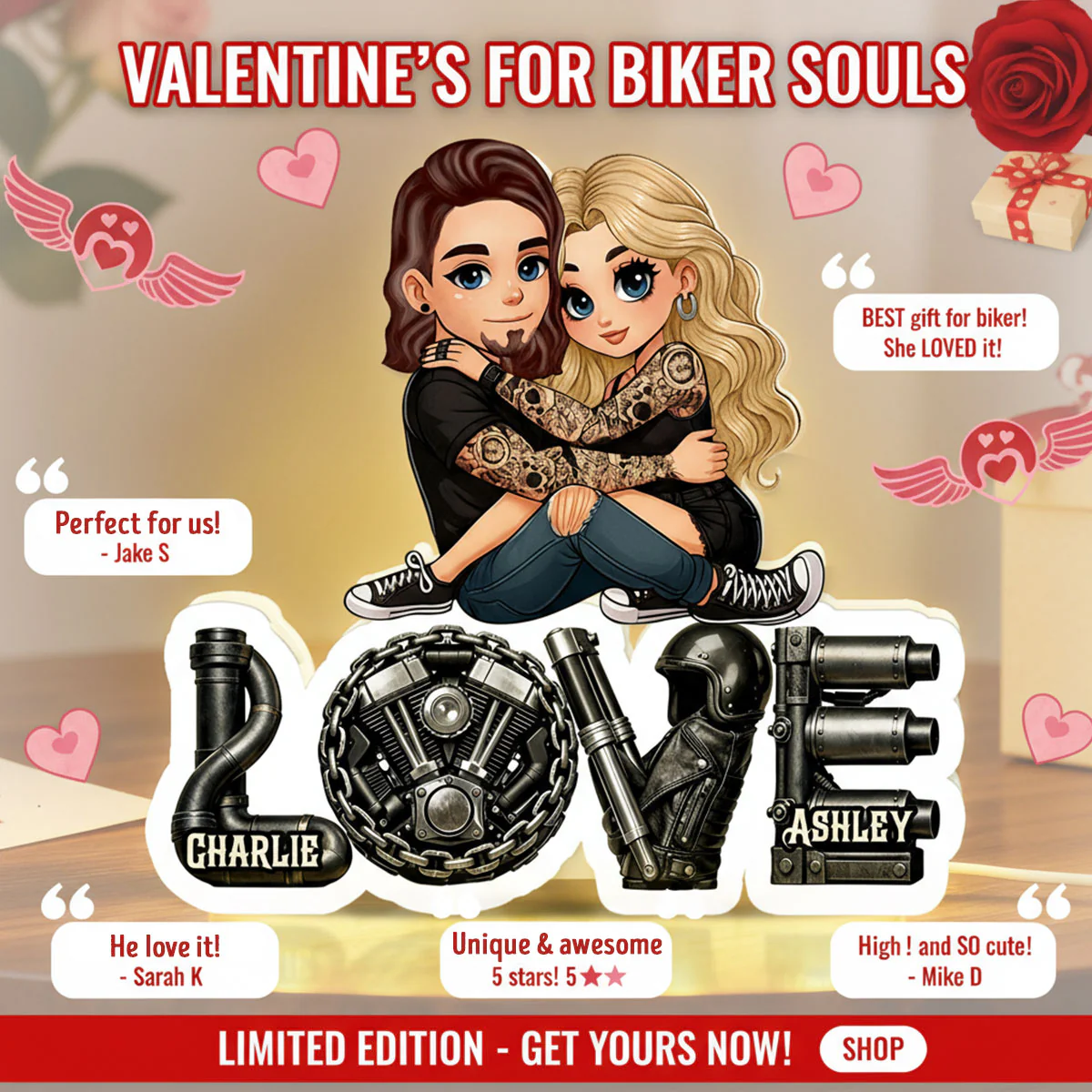 Biker Couple Together - Personalized Light Box - Gift For Bikers, Gift For Him, For Her - Image 15
