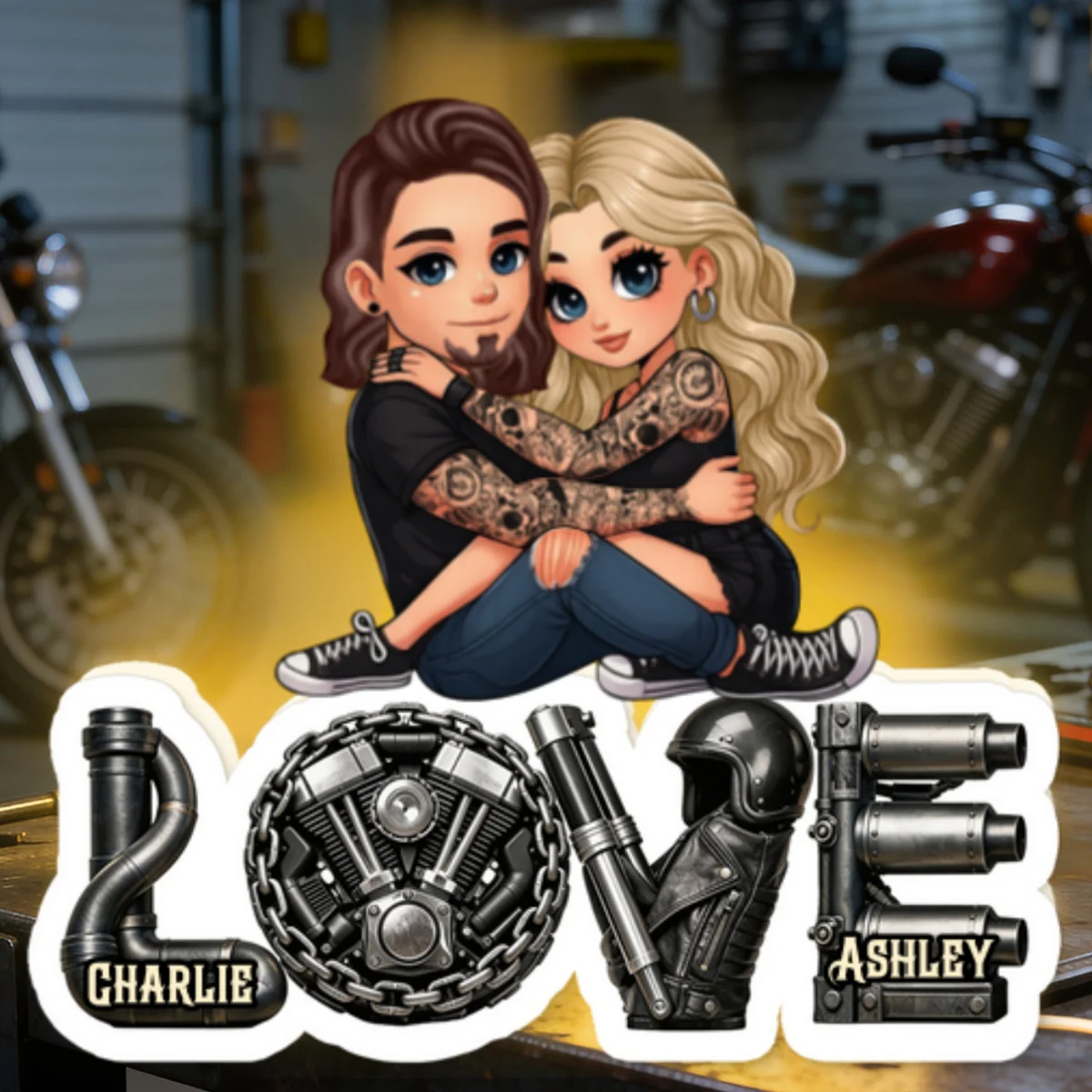 Biker Couple Together - Personalized Light Box - Gift For Bikers, Gift For Him, For Her - Image 16