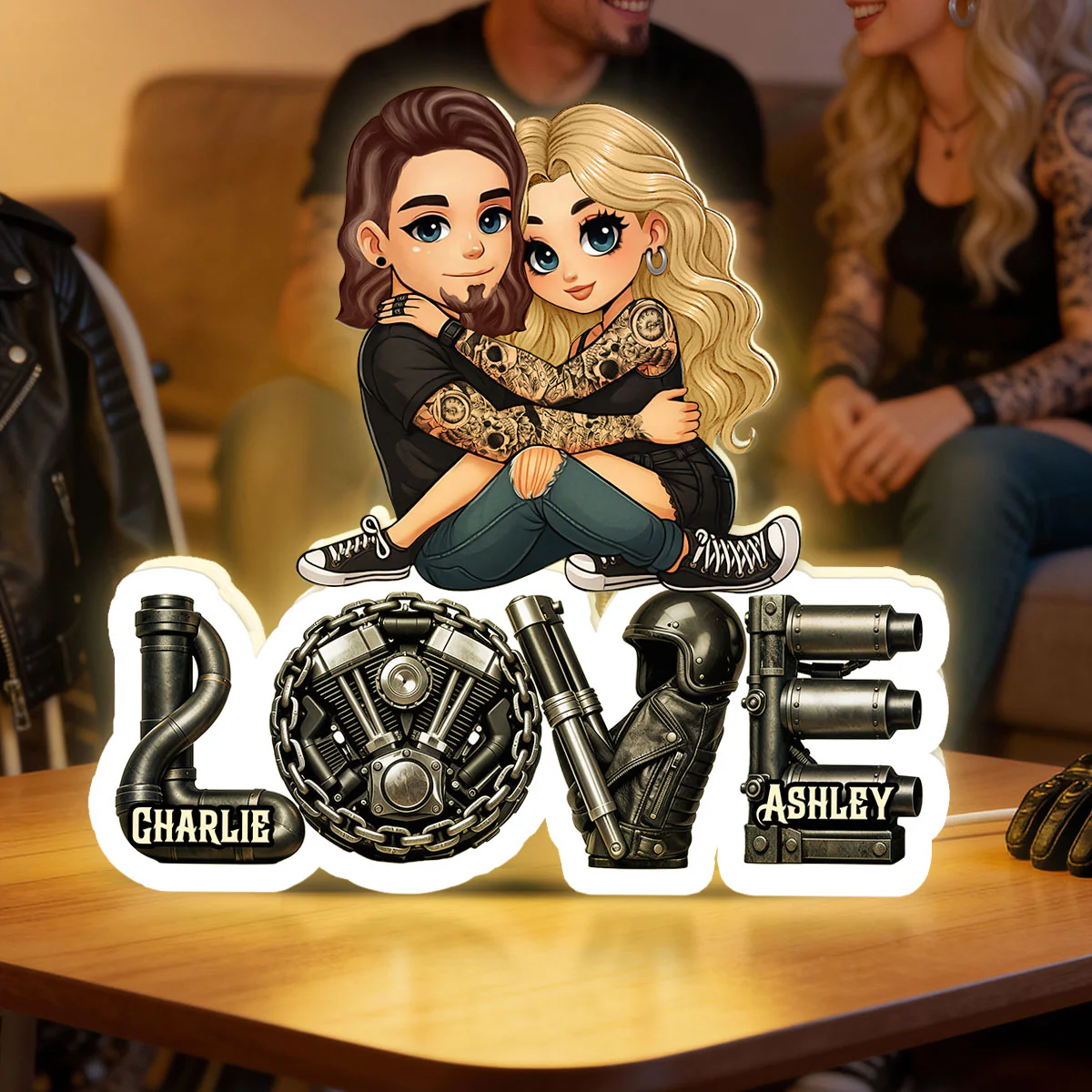 Biker Couple Together - Personalized Light Box - Gift For Bikers, Gift For Him, For Her - Image 9