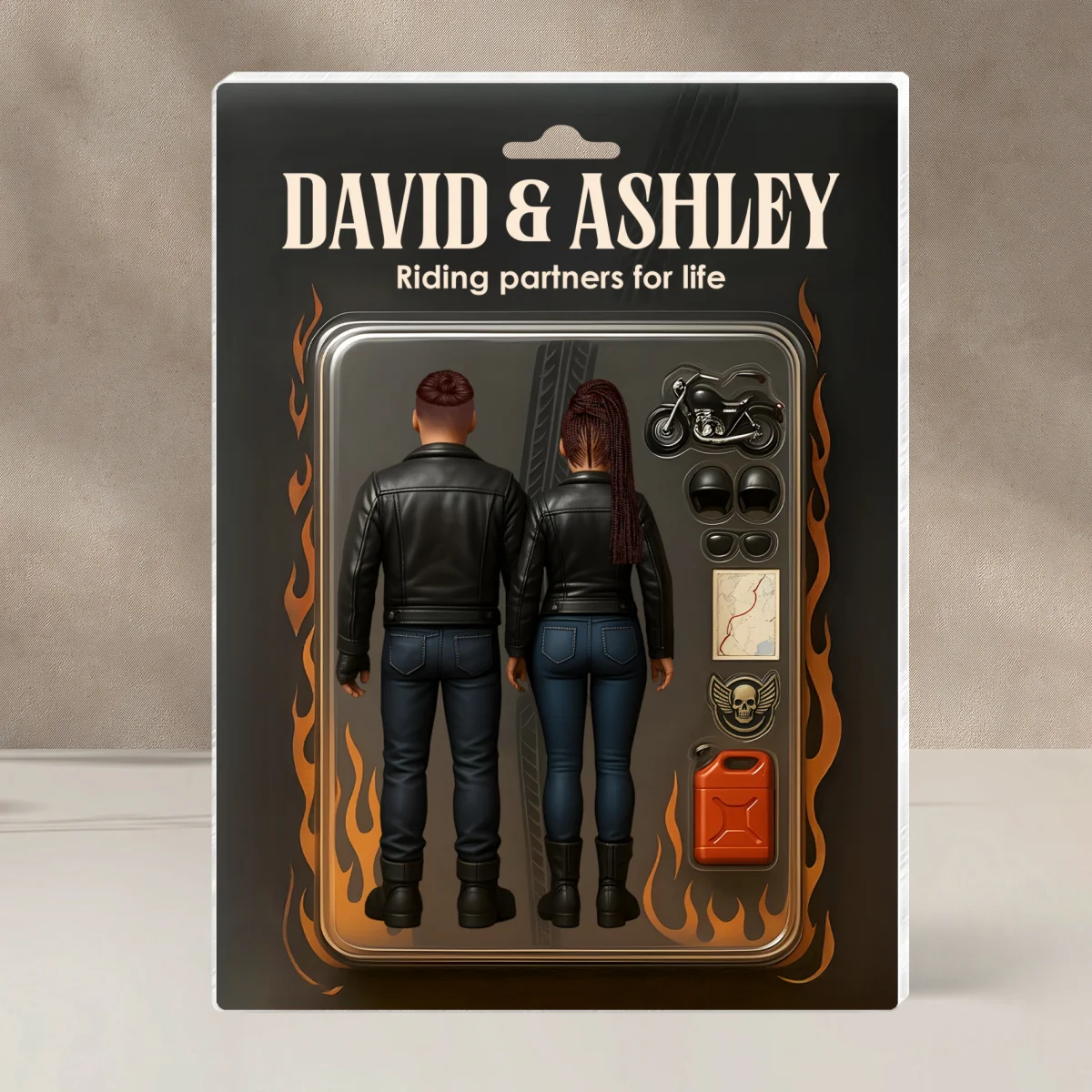 Biker Couple Toy Box Figures Style Personalized Acrylic Block Plaque - Image 11