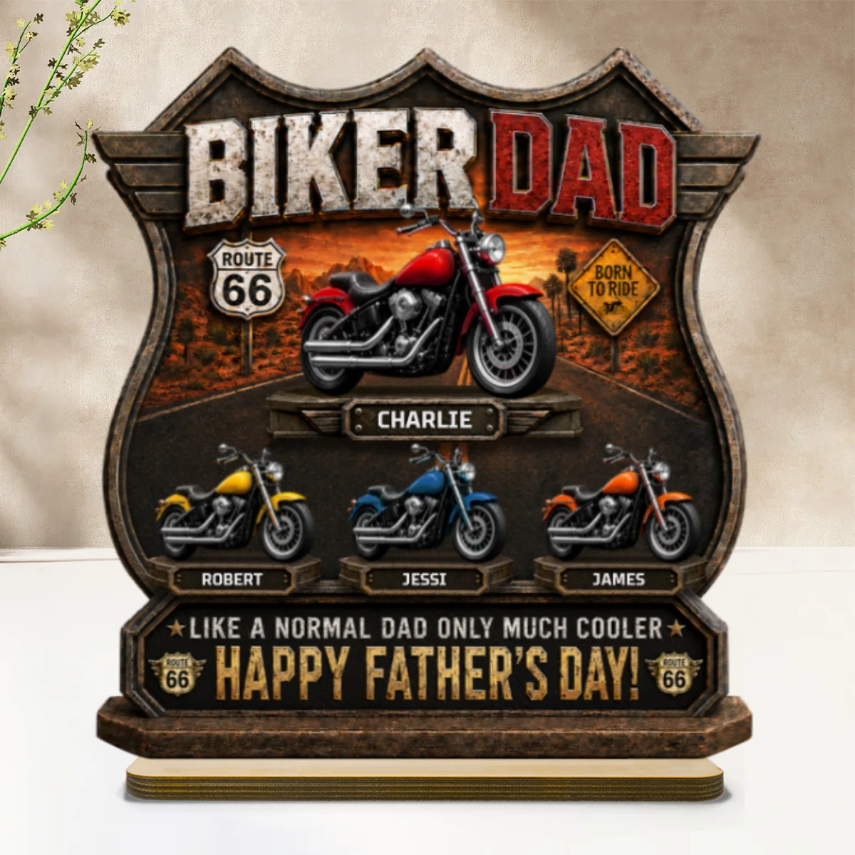 Biker Dad Cooler Dad - Personalized 2-Layered Wooden Plaque - Gift For Dad, Husband, Grandpa, Bikers - Image 8