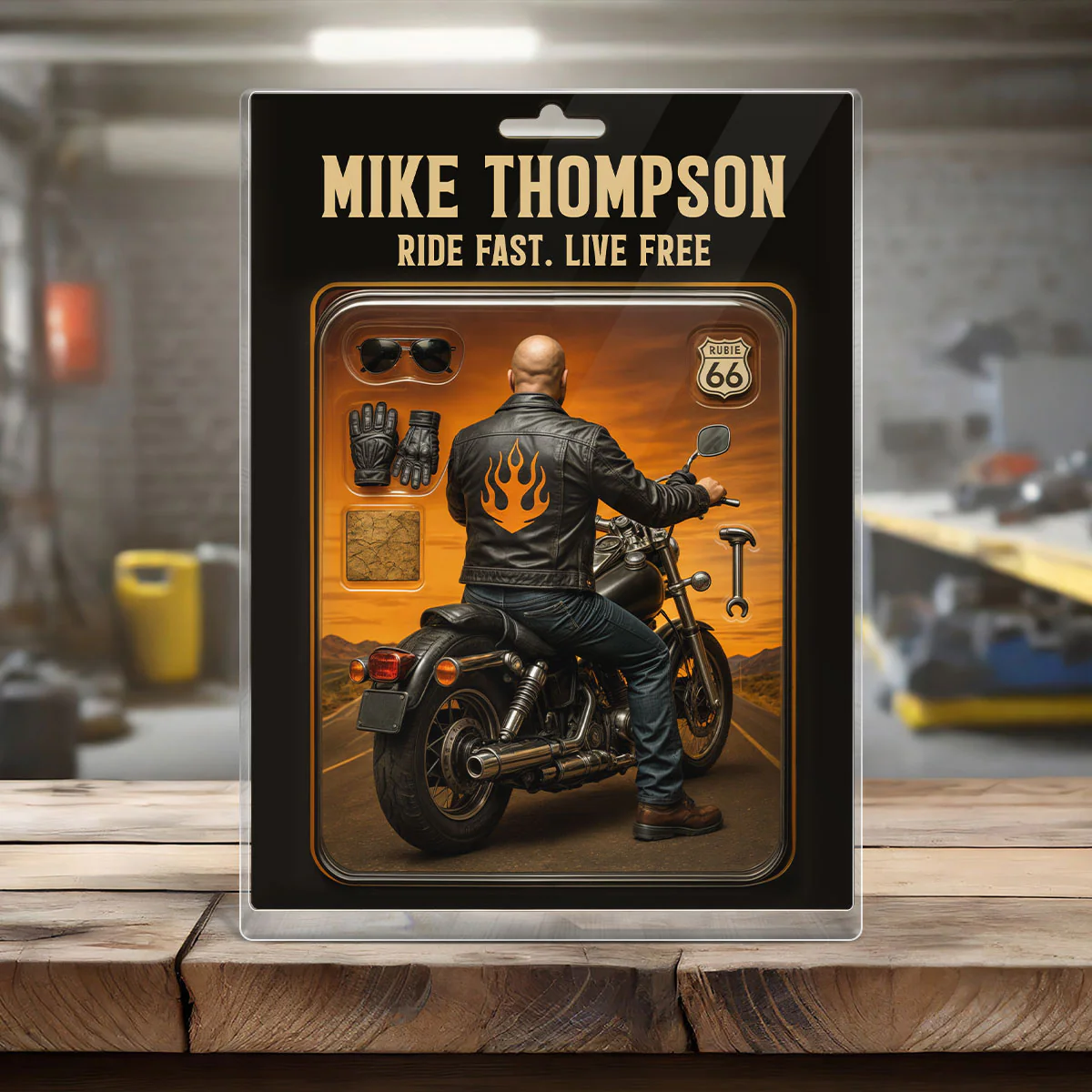 Biker Dad Grandpa Man Figure Style Personalized Acrylic Block Plaque - Image 2
