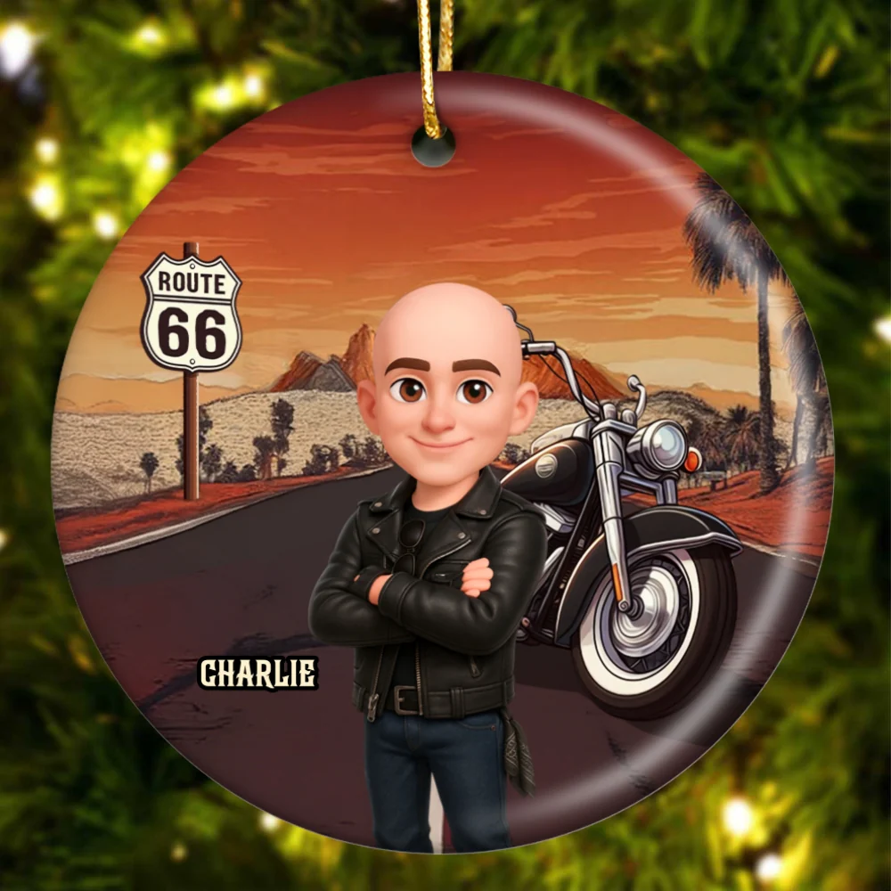 Biker On The Road Christmas - Personalized Ceramic Ornament - Gift For Bikers, Gift For Him, For Her - Image 10