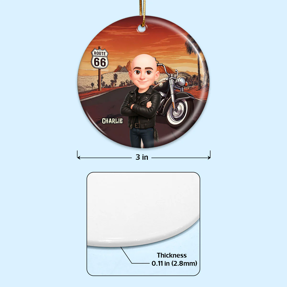 Biker On The Road Christmas - Personalized Ceramic Ornament - Gift For Bikers, Gift For Him, For Her - Image 8