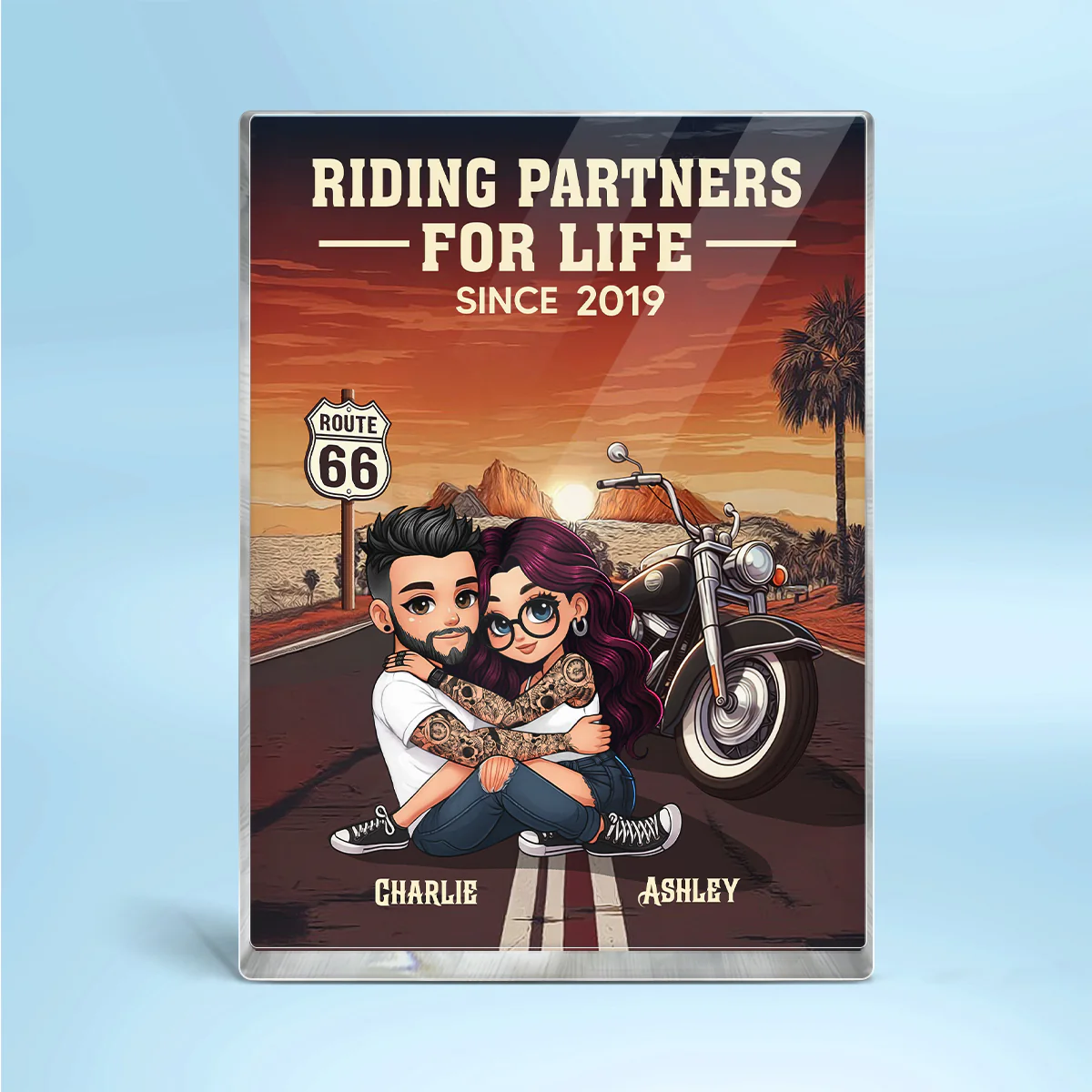 Bikers Couple Riding Partners for Life Personalized Acrylic Block Plaque, Gift for him, Gift for her - Image 8