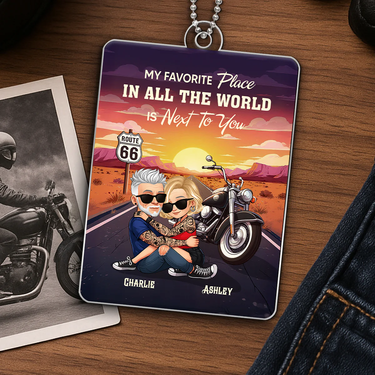 Bikers Couple Riding Partners for Life - Personalized Acrylic Car Hanger - Gift for Him, Gift for Her - Image 8