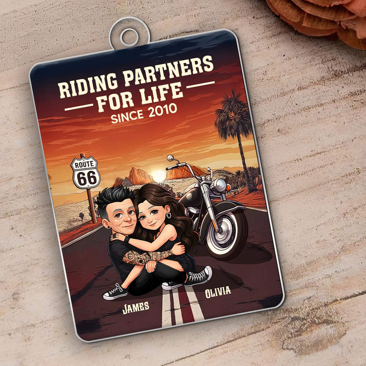 Bikers Couple Riding Partners for Life - Personalized Acrylic Car Hanger - Gift for Him, Gift for Her - Image 9
