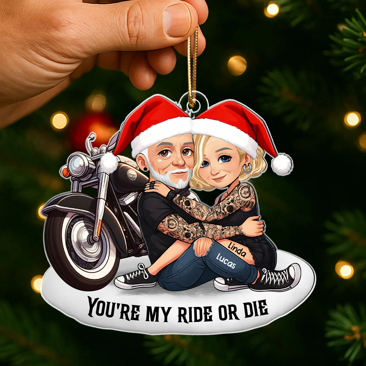 Bikers Couple Riding Partners for Life - Personalized Acrylic Ornament - Gift for Him, Gift for Her - Image 3