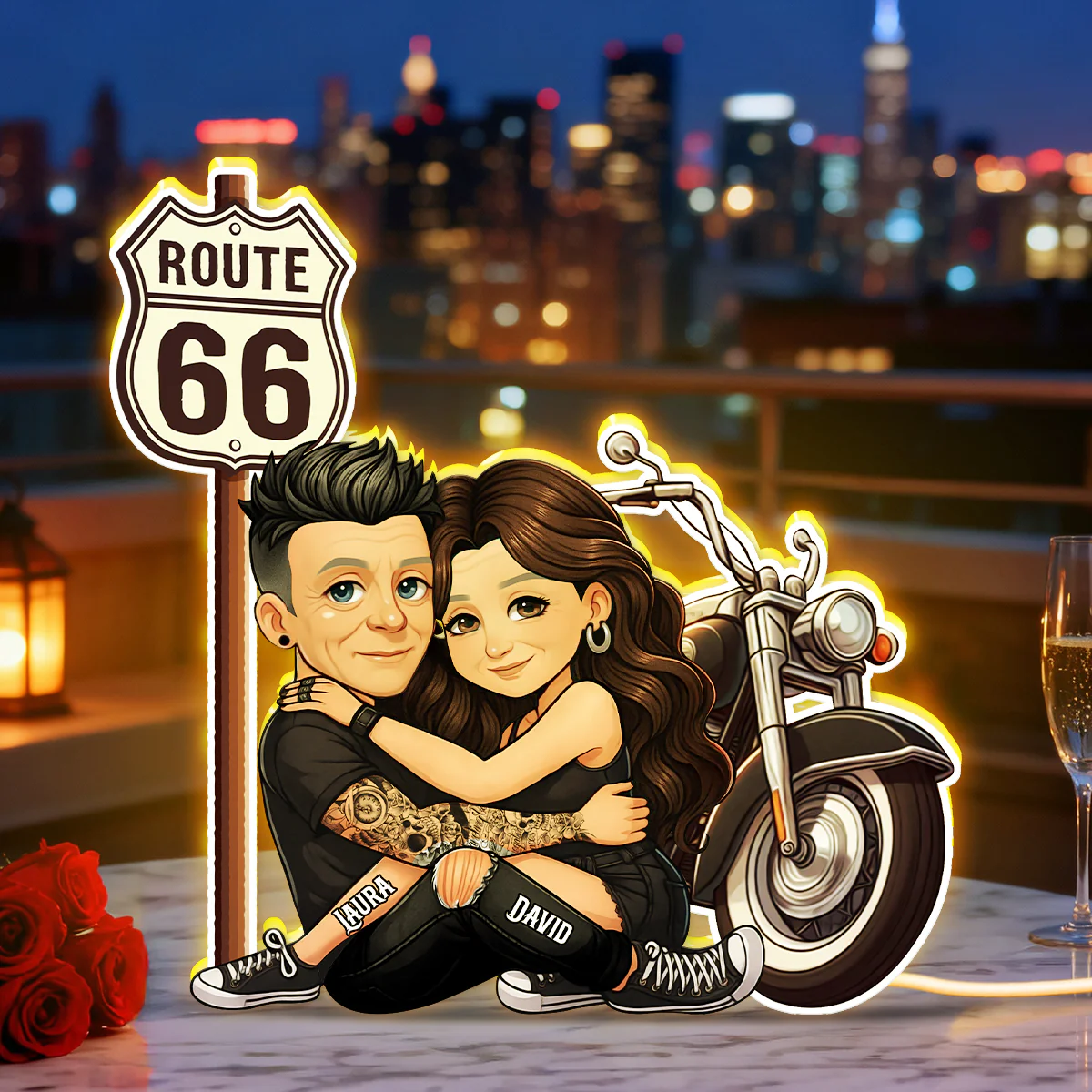 Bikers Couple Riding Partners for Life - Personalized Light Box - Gift for Him, Gift for Her - Image 4