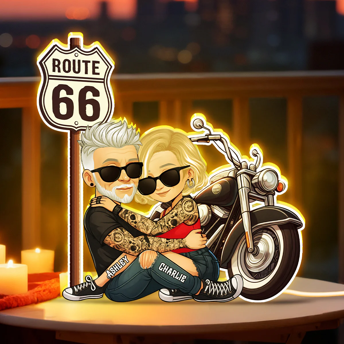 Bikers Couple Riding Partners for Life - Personalized Light Box - Gift for Him, Gift for Her - Image 5