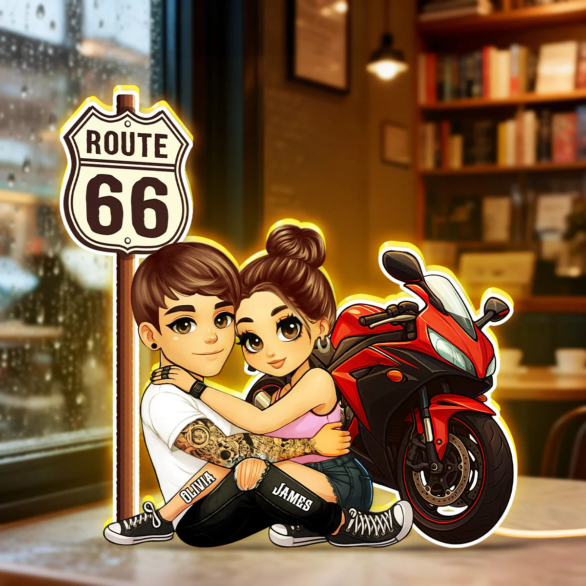 Bikers Couple Riding Partners for Life - Personalized Light Box - Gift for Him, Gift for Her - Image 7