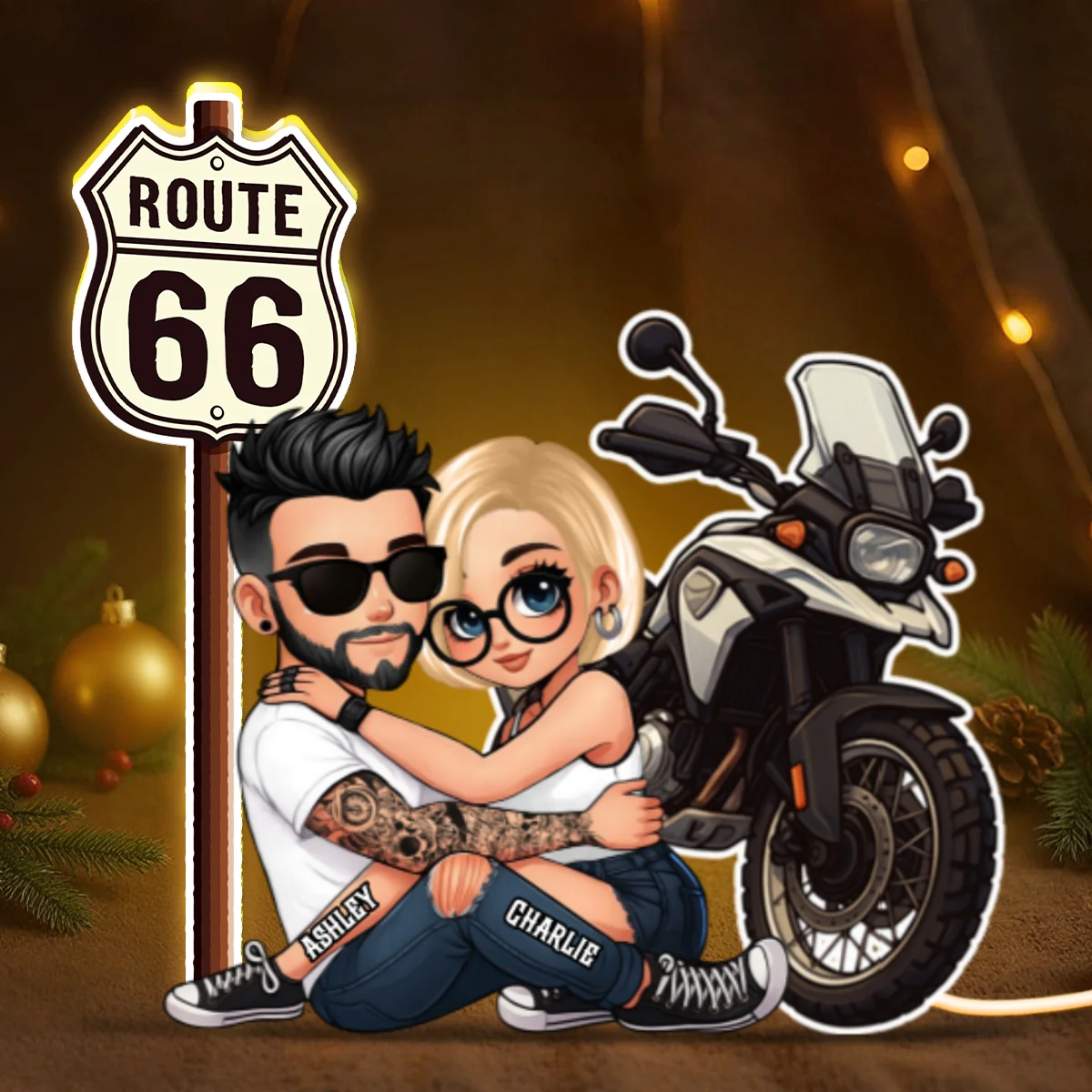 Bikers Couple Riding Partners for Life - Personalized Light Box - Gift for Him, Gift for Her - Image 9