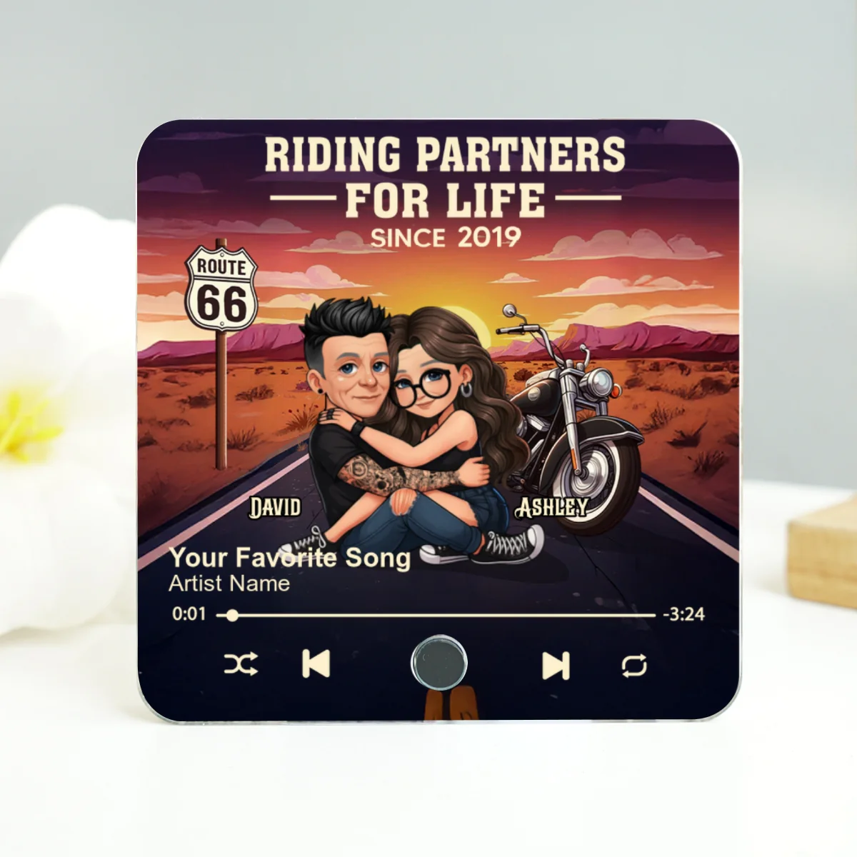 Bikers Couple Riding Partners for Life - Personalized Music Fridge Magnet - Gift for Him, Gift for Her - Image 11