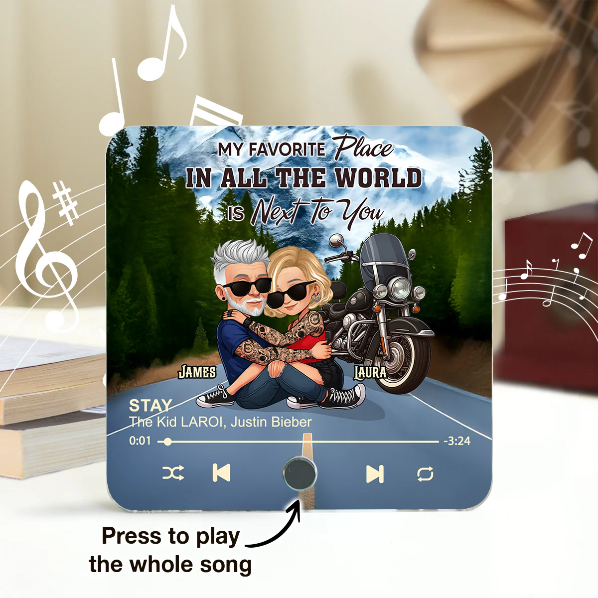 Bikers Couple Riding Partners for Life - Personalized Music Fridge Magnet - Gift for Him, Gift for Her - Image 3