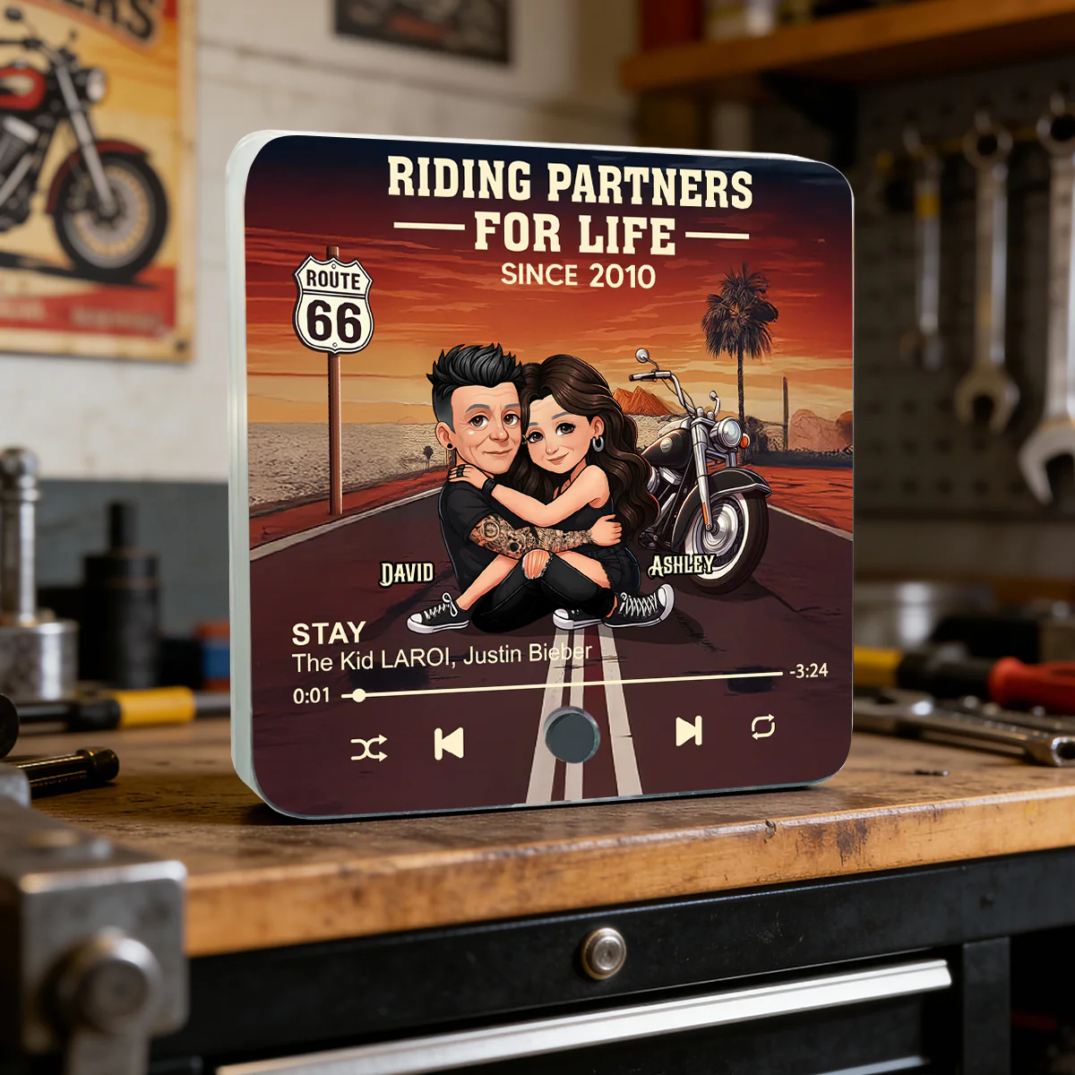 Bikers Couple Riding Partners for Life - Personalized Music Fridge Magnet - Gift for Him, Gift for Her - Image 5