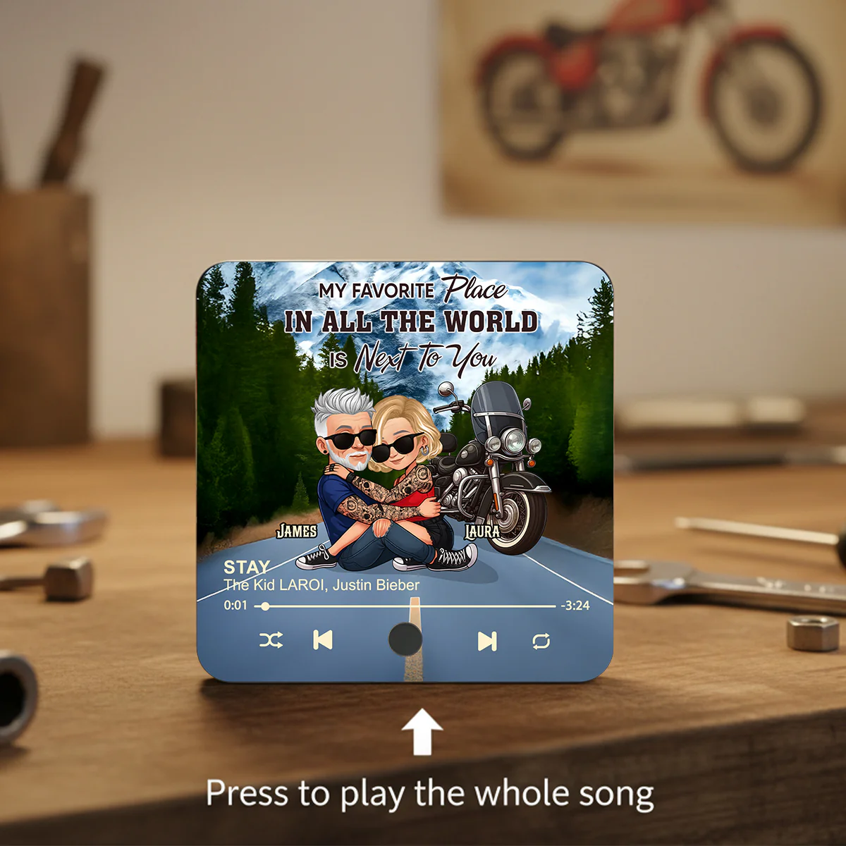 Bikers Couple Riding Partners for Life - Personalized Music Fridge Magnet - Gift for Him, Gift for Her - Image 6
