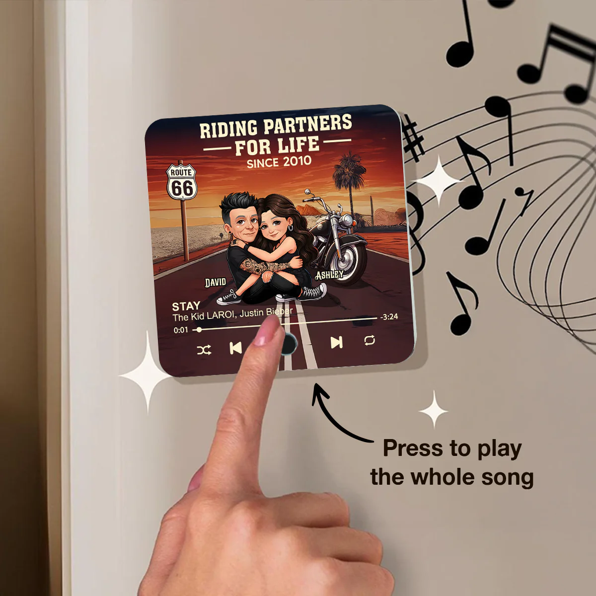 Bikers Couple Riding Partners for Life - Personalized Music Fridge Magnet - Gift for Him, Gift for Her - Image 7