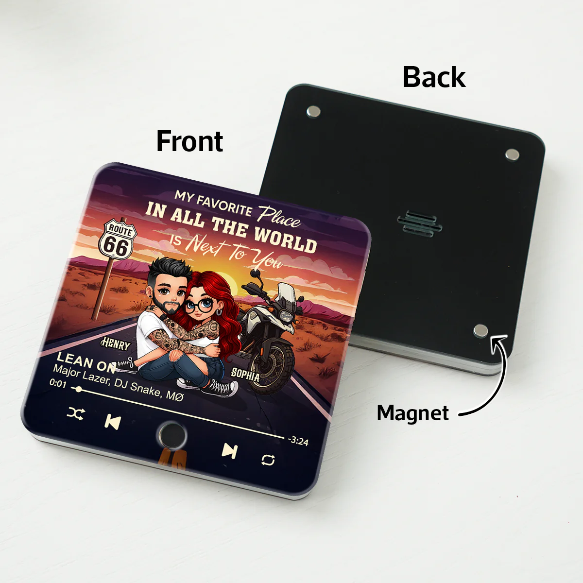 Bikers Couple Riding Partners for Life - Personalized Music Fridge Magnet - Gift for Him, Gift for Her - Image 9