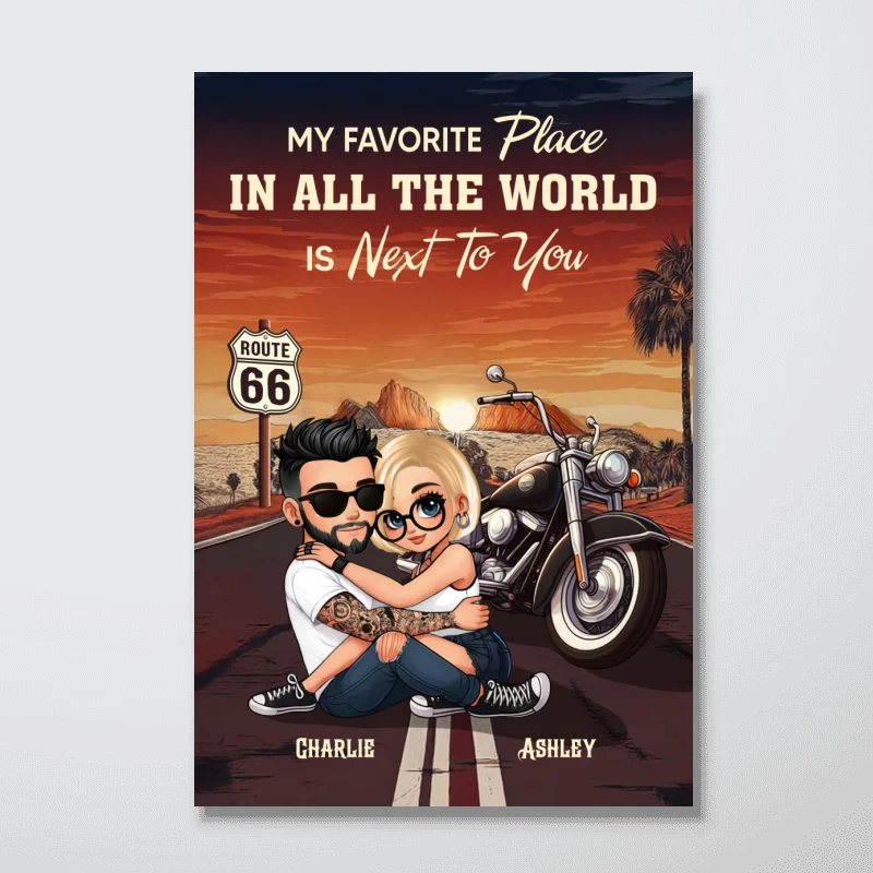 Bikers Couple Riding Partners for Life Personalized Poster, Gift for him, Gift for her - Image 11