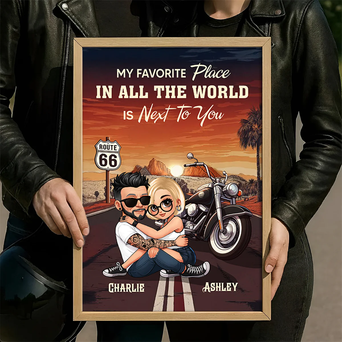 Bikers Couple Riding Partners for Life Personalized Poster, Gift for him, Gift for her - Image 2