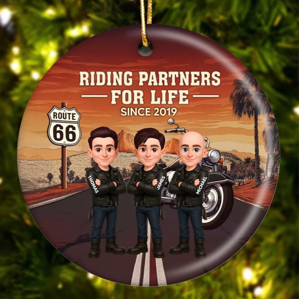 Bikers Riding Partners For Life Christmas - Personalized Ceramic Ornament - Gift For Bikers, Gift For Bikers - Image 15