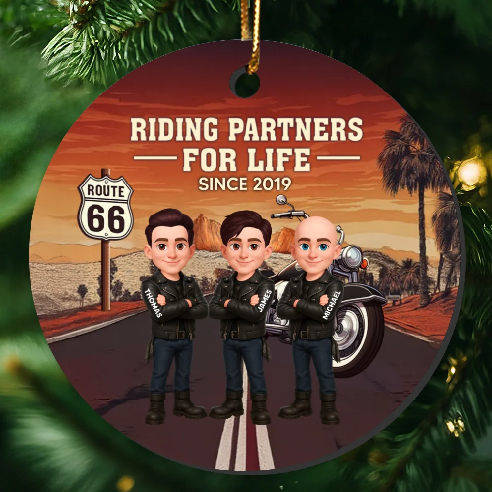 Bikers Riding Partners For Life Christmas - Personalized Ceramic Ornament - Gift For Bikers, Gift For Bikers - Image 16