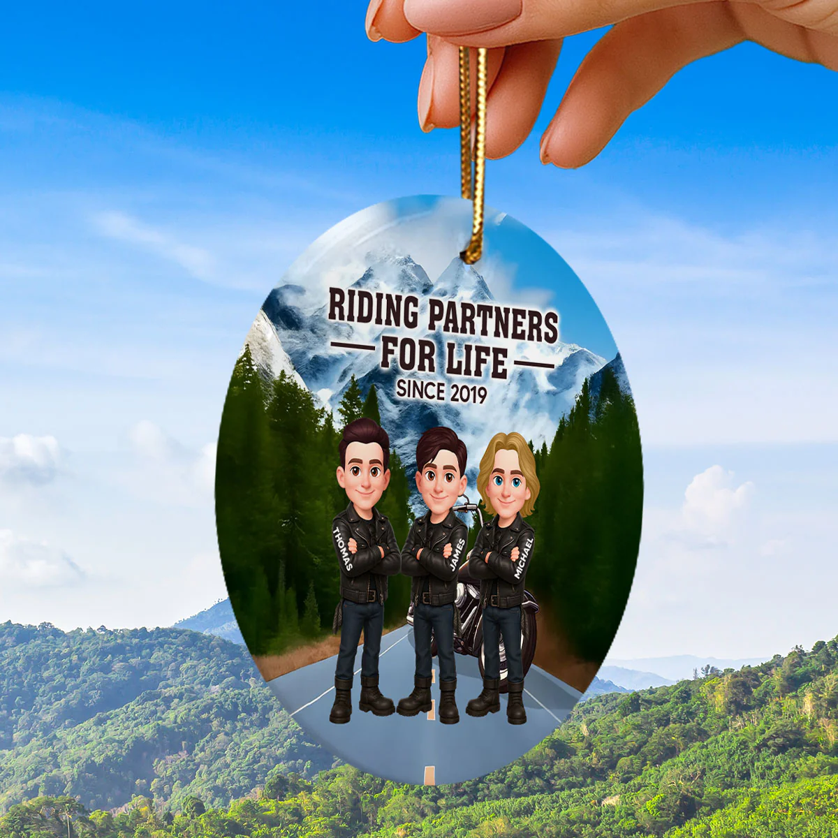 Bikers Riding Partners For Life Christmas - Personalized Ceramic Ornament - Gift For Bikers, Gift For Bikers - Image 6