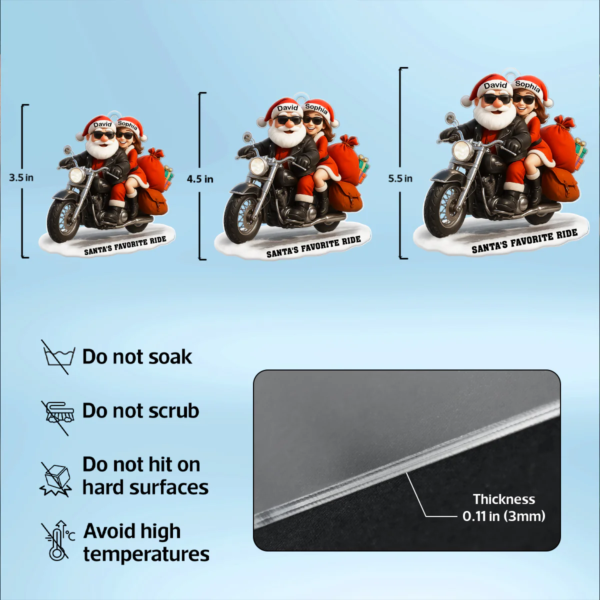 Bikers Santa Couple Riding Partners for Life - Personalized Acrylic Ornament - Gift for Him, Gift for Her - Image 10