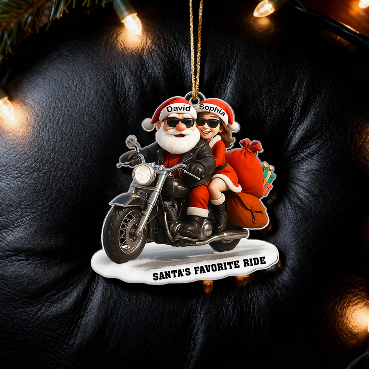 Bikers Santa Couple Riding Partners for Life - Personalized Acrylic Ornament - Gift for Him, Gift for Her - Image 7