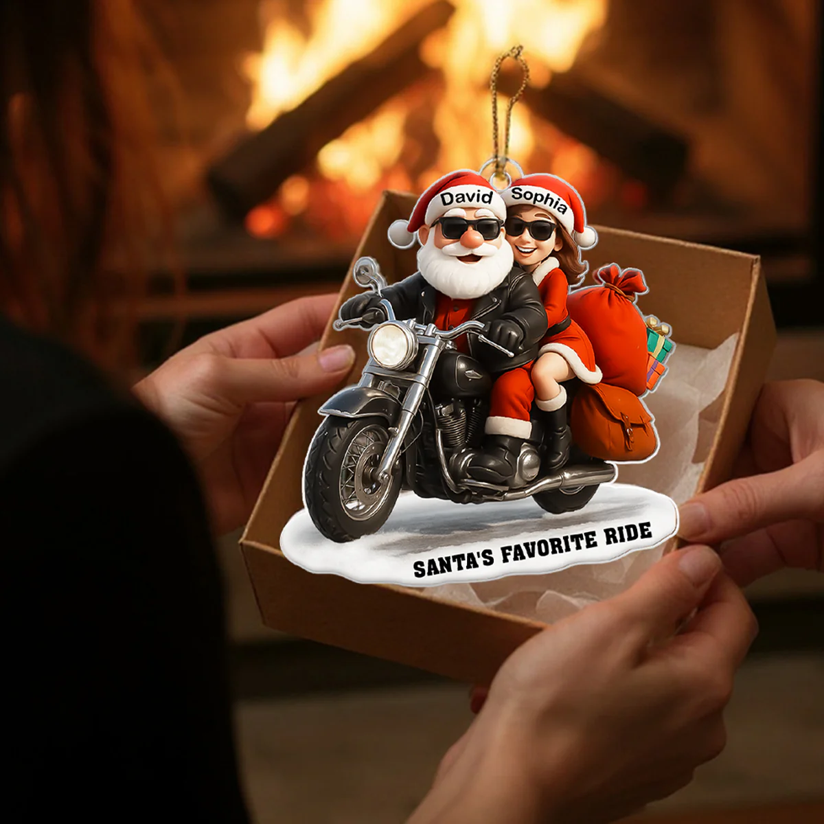 Bikers Santa Couple Riding Partners for Life - Personalized Acrylic Ornament - Gift for Him, Gift for Her - Image 8