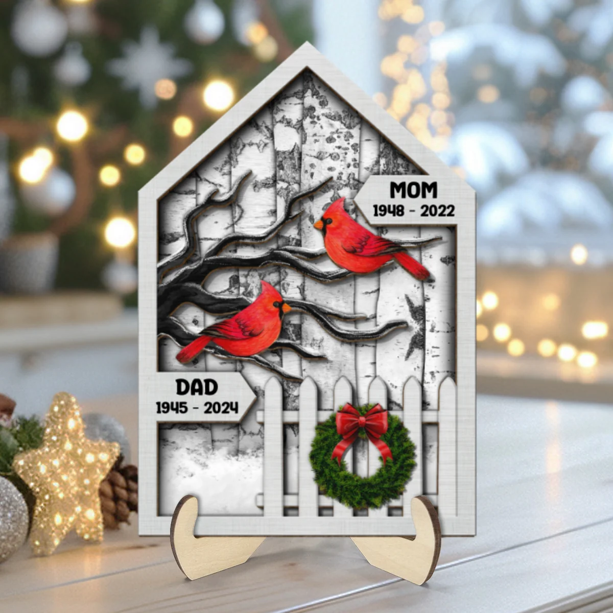 Birch Tree Memorial Christmas 2-Layer Wooden Plaque, Christmas Decoration - Image 10