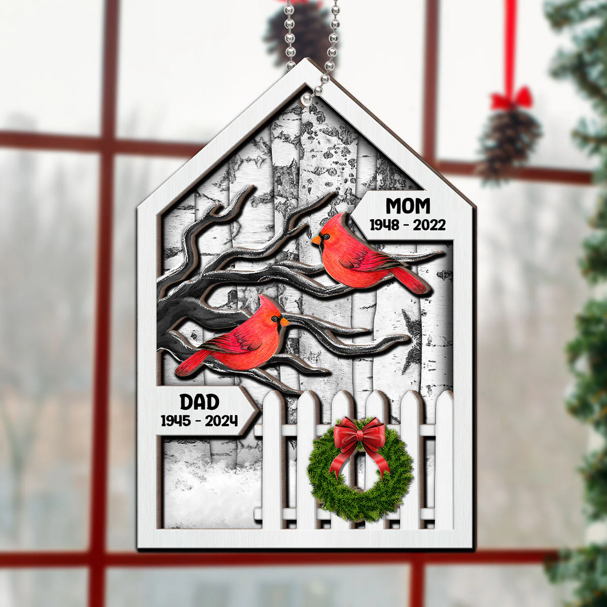 Birch Tree Memorial Christmas Personalized 2-Layer Wooden Ornament, Christmas Decoration - Image 5